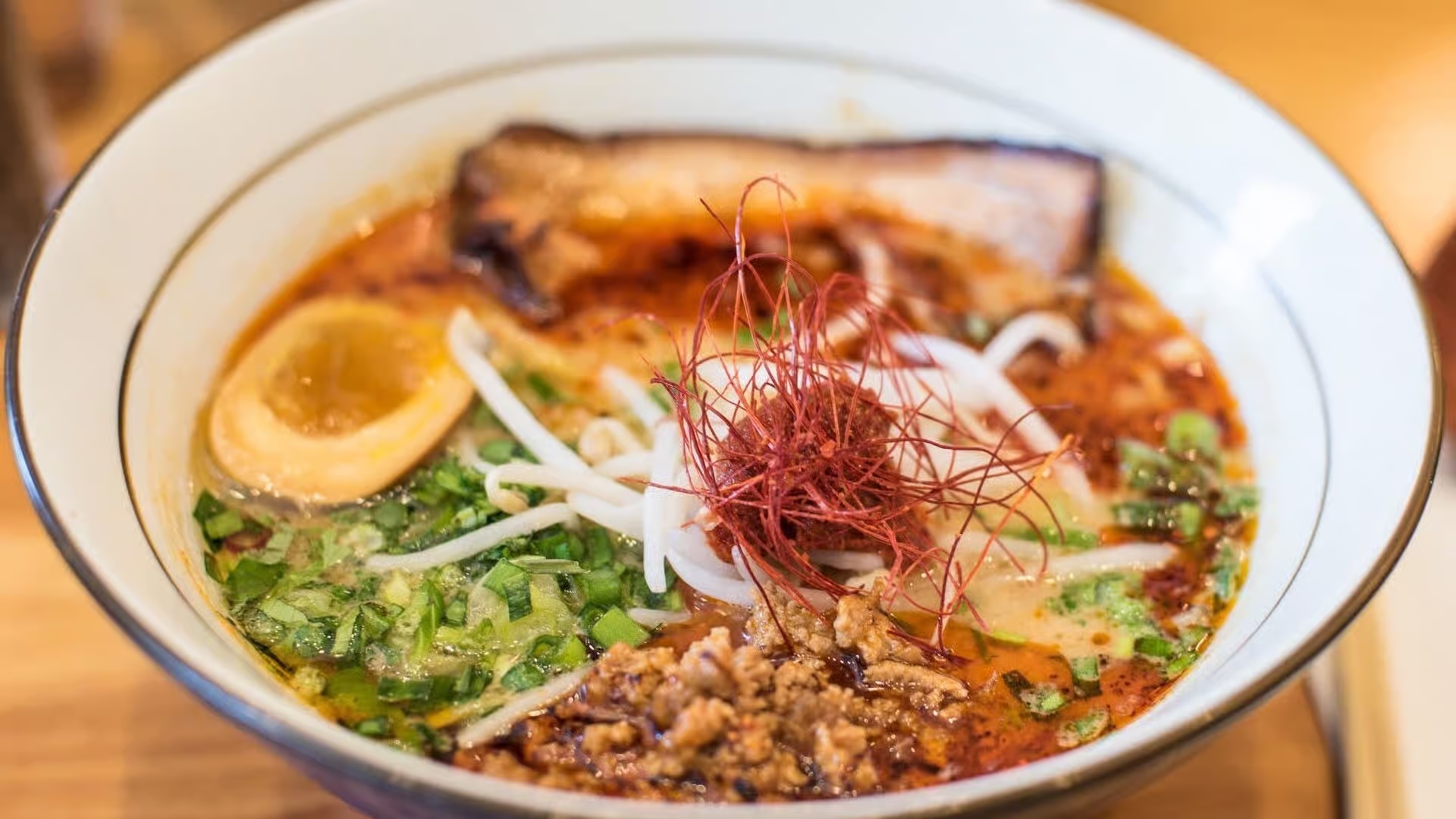 Miso ramen with pork belly and fresh cilantro